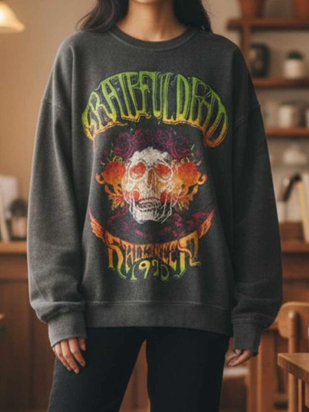 Grateful Dead Halloween 1970 Graphic Sweatshirt in Heather Gray, Size SM/MD (Fit - Picture 1 of 13